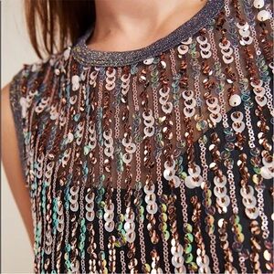 ❤️…. Corey Lynn Calter Black multicolor sequin sheer  Patterned Midi Dress
